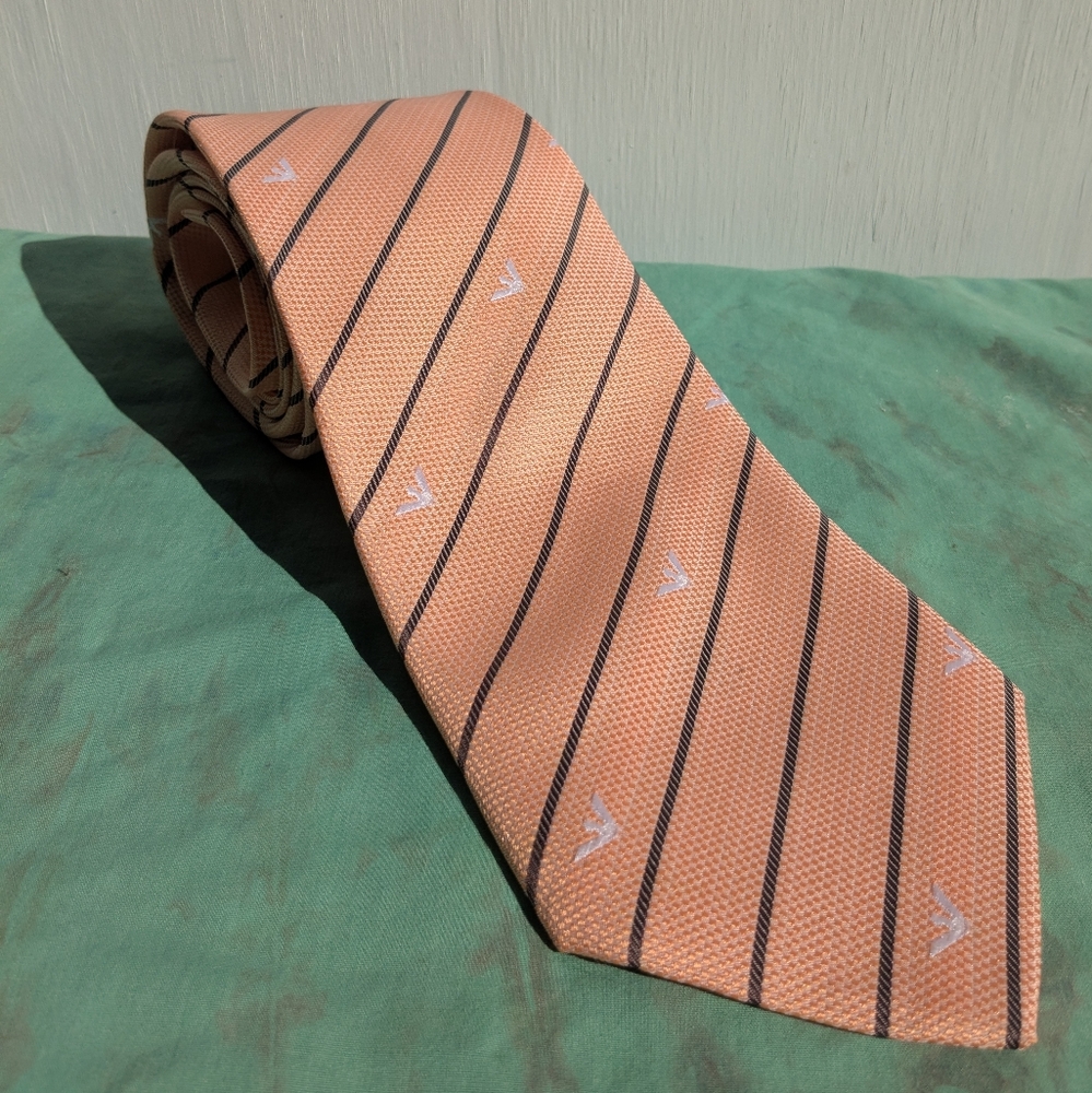 Giorgio Armani Peach and Black Striped Tie